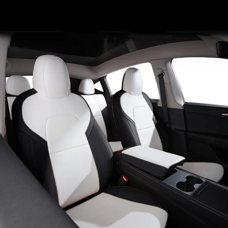 Voor Tesla Model Y Op Maat Gemaakte Autostoelhoes Accessoires Voor Tesla Y 360 Graden Volledig Beklede Duurzame Nappa Lederen Stoelhoes - afbeelding 2