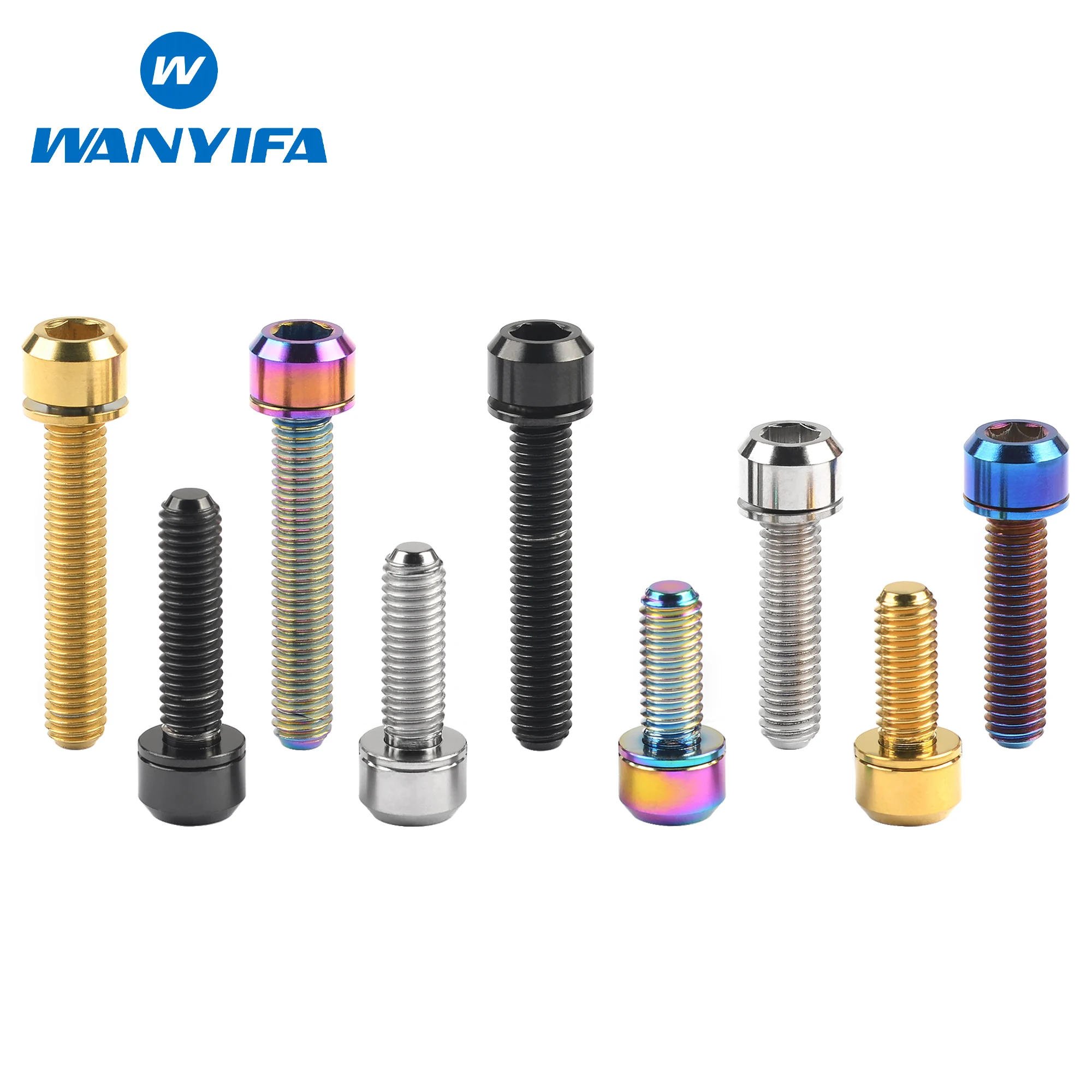 Wanyifa Titanium Bolt M6x16 18 20 25 35mm Socket Head Screw with Washer for Bicycle Disc Brake Adapter Mount Bicycle Screws