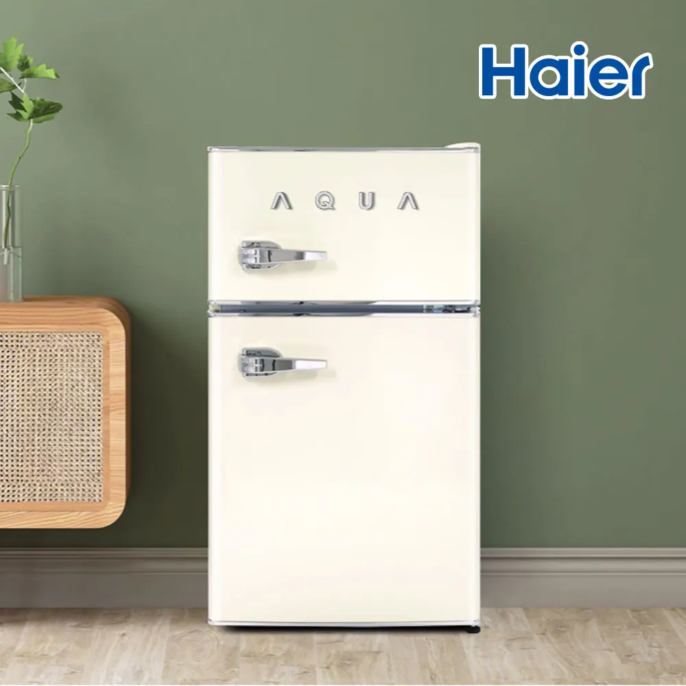 Haier Meade Century Modern Retro Small Mini Fridge ART82MDCLI 82L 3D Chrome Logo _ Visit Installation