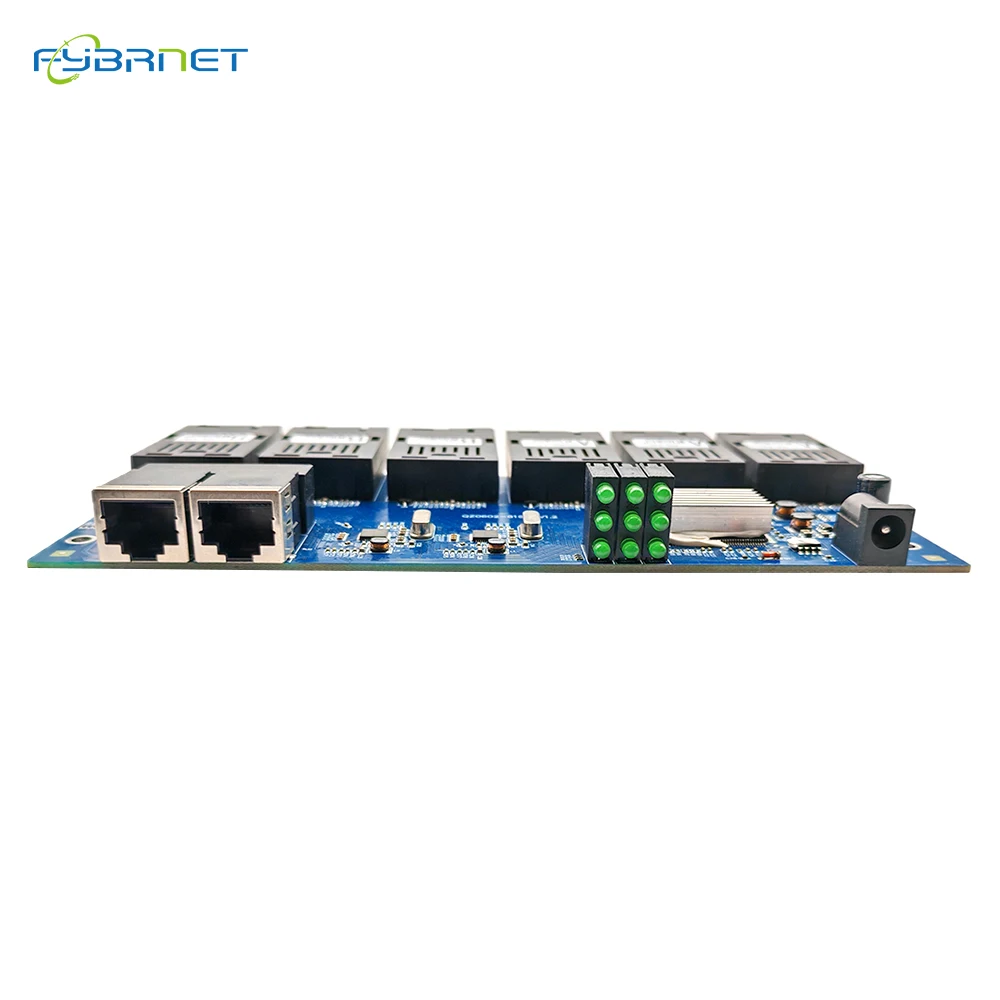 6F2E Gigabit Fiber optic switch 1.25G Ethernet Media Converter 6 Port  SC 2 RJ45 10/100/1000Mbps 6 SC 2rj45 PCBA board
