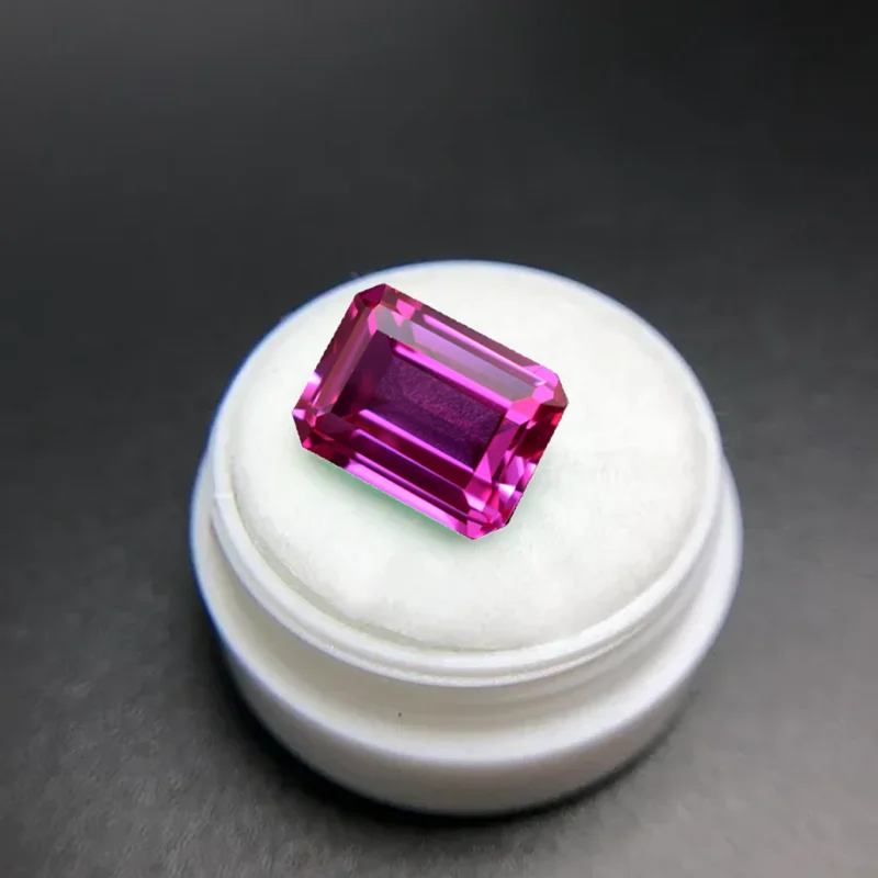 

Boxed Pink Ruby Emerald Cut Passed UV Test VVS Loose Gemstones for Jewelry Making and Collection Gemstones High Quality