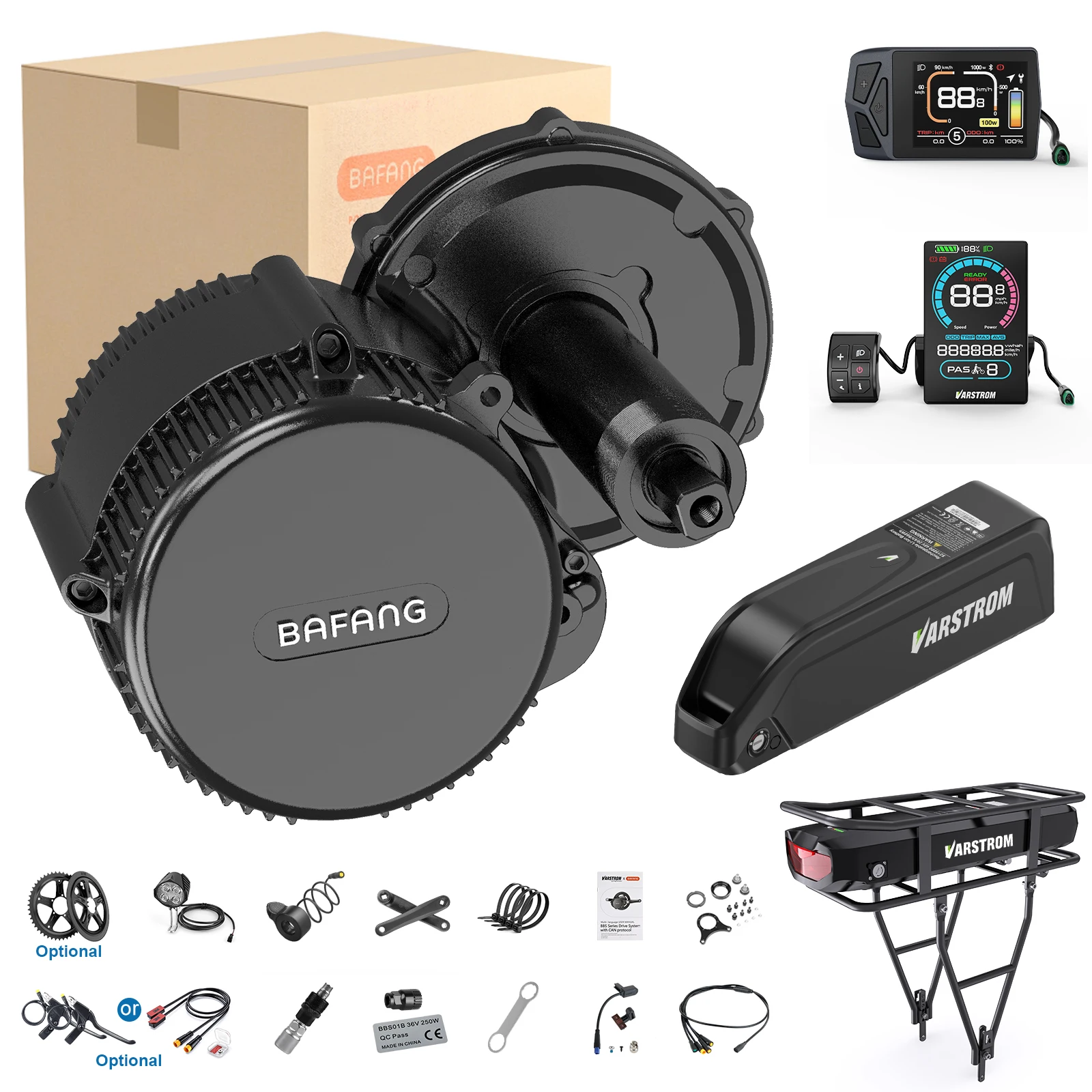 [Versand aus Polen] Leistungsstarkes Bafang 36V 500W Motor-Kit, Mittelmotor-Elektrofahrrad-Umrüstsatz BBS02B BBS02 E-Bike-Motor mit optionaler 13Ah 15,6Ah 20Ah 24Ah Fahrrad-Batterie und EKD01 VD618