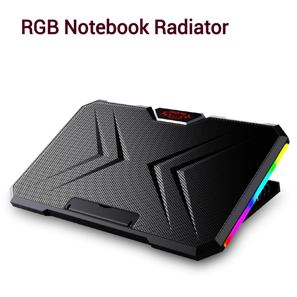 New RGB Cool Light Dual Turbo Silent Large Size Compatible Laptop Radiator Bracket Cooling Pad Notebook Stand Laptop 12-17 inch