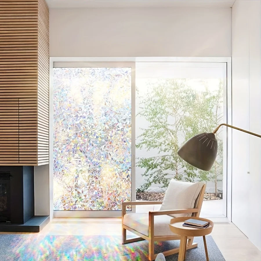 3D Regenbogen Holographische Irisierende Sichtschutz-Fensterfolie Statisch Haftend Ohne Klebstoff UV-Block Wärmekontrolle für Haus Büro Glastür – Detail 2