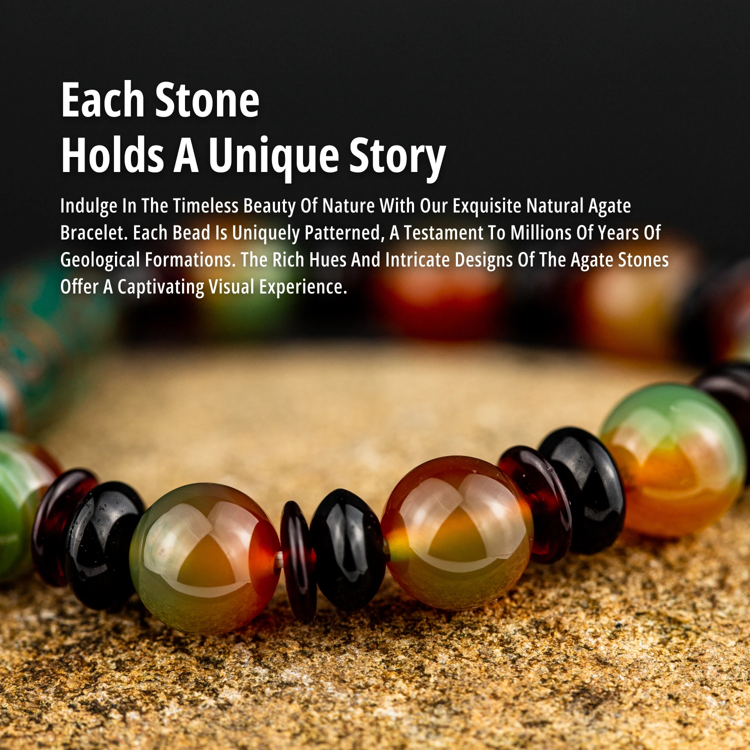 Natural Stone Bracelet 10mm Natural Agate Beads Bracelet with 9 Eye Dzi Bead Healing Stone Bracelet Best Gifts for Man Women