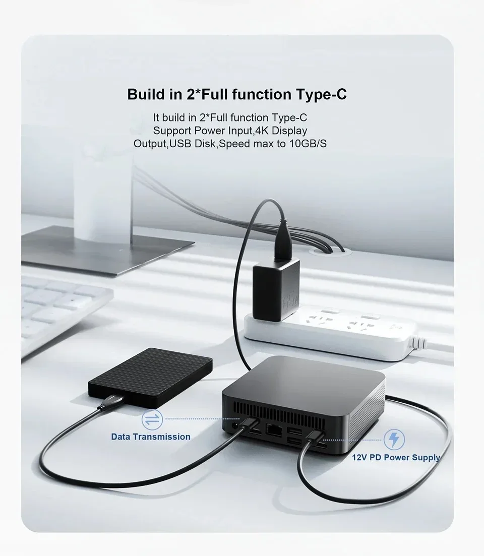 New Mini Pc Intel Core I3 6100U/I7 4510U Fuchu Windows 11 Pro 16Gb Ram 512Gb Ssd 4K Hd Type C Mini Pc Desktop Computer Wifi 6