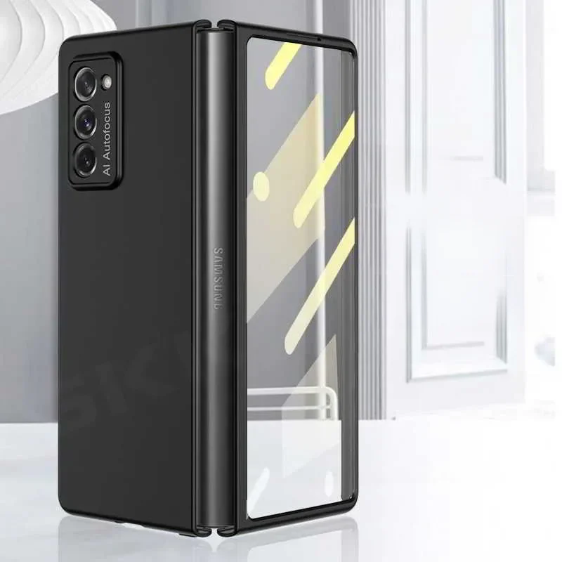 Ultracienkie plastikowe etui pancerne do Samsung Galaxy Z Fold 2 Zewnętrzny ekran Szklana ochronna matowa osłona do Samsung Z Fold2 5G Case — zdjęcie produktu 7