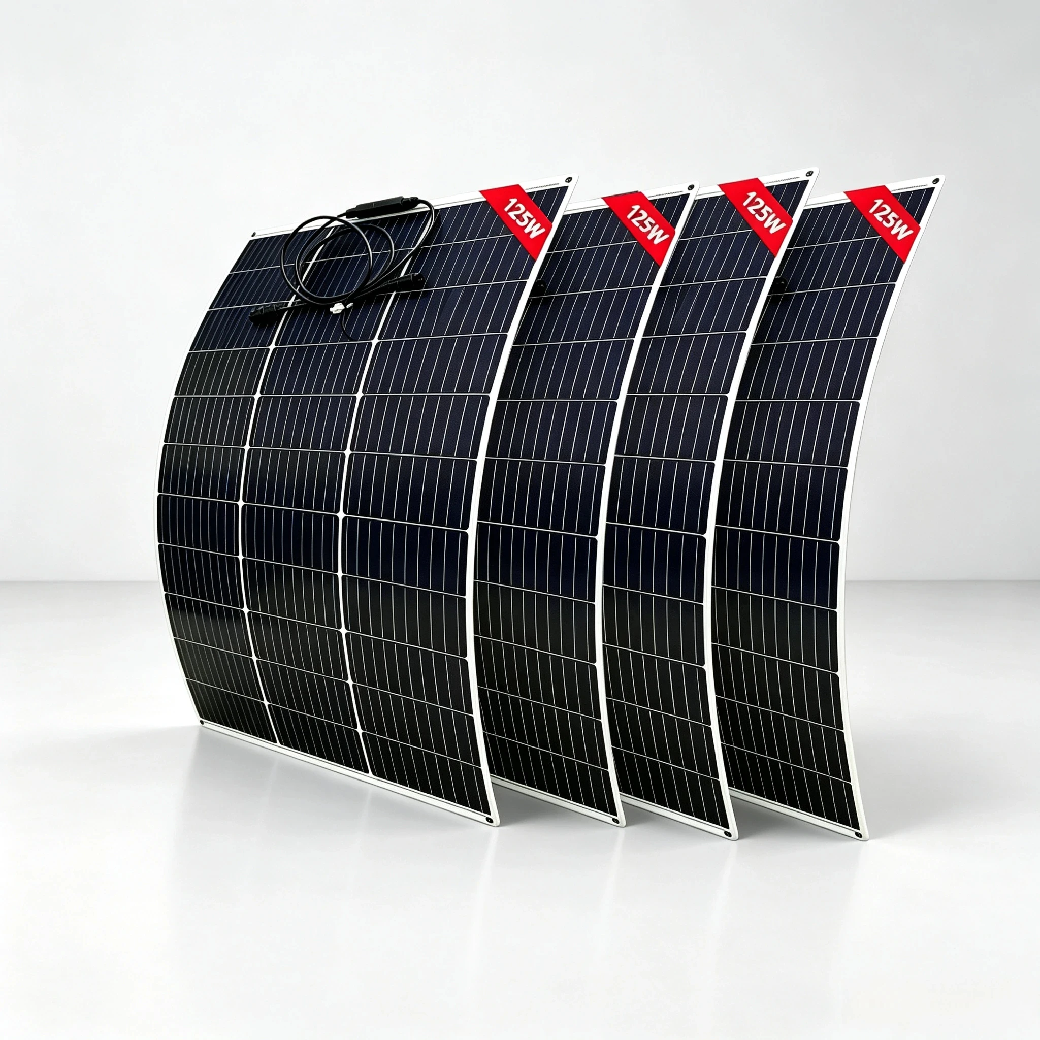 500W (4 Stück 125W) Solarmodul mit monokristalliner Solarzelle, 18V flexible Solarmodule, 125 Watt für Batterien, Wohnwagen, Wohnmobil, Yacht, Marine, Balkon-Solarsystem
