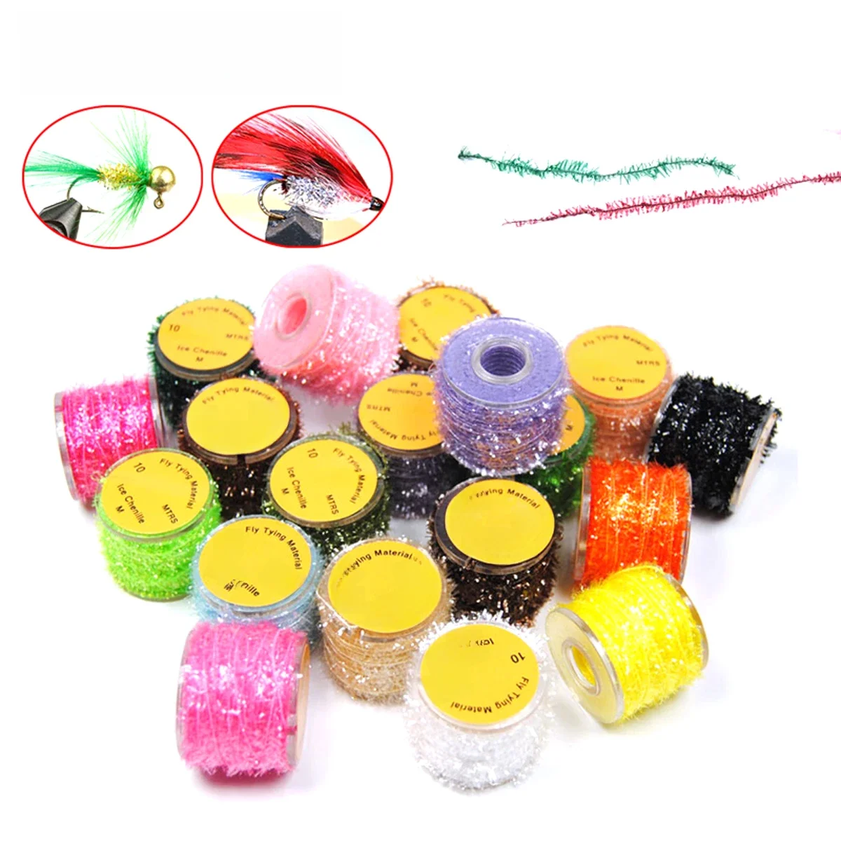 Wifero 1PC materiał muchowy Ice Chenille 12 kolorów dla Crappie i Panfish jigs Fly Streamers Nmyph Body Woolly Bugger Salmon — zdjęcie 2