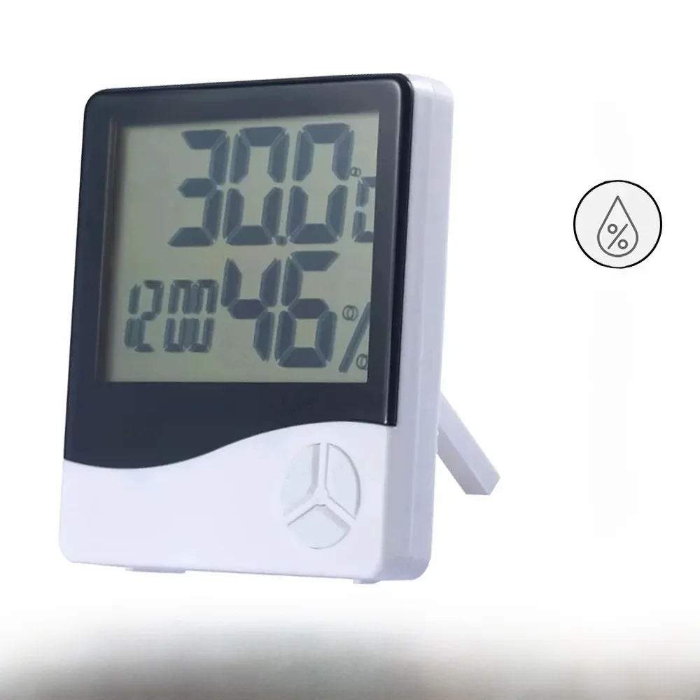 HTC-1 LCD elektroniczny cyfrowy miernik temperatury i wilgotności, termometr domowy, higrometr, zegar stacji pogodowej wewnątrz i na zewnątrz — zdjęcie 2