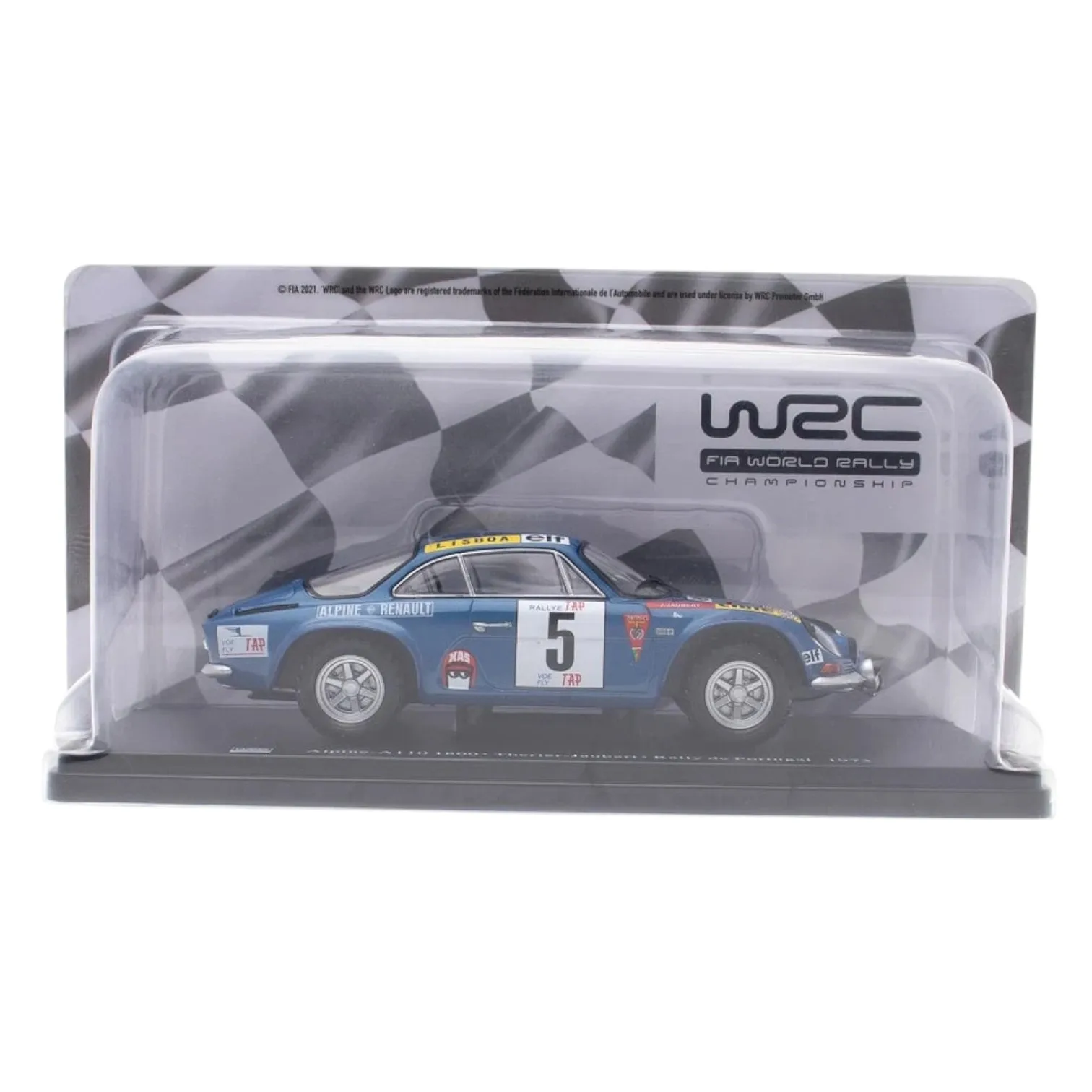 Salvat, pilote de voiture de rallye français A110 1800 Rally Portugal 1973, échelle 1:24, miniature moulée sous pression, collection de championnat de rallye mondial Wrc, présentation en blister avec base d'identification