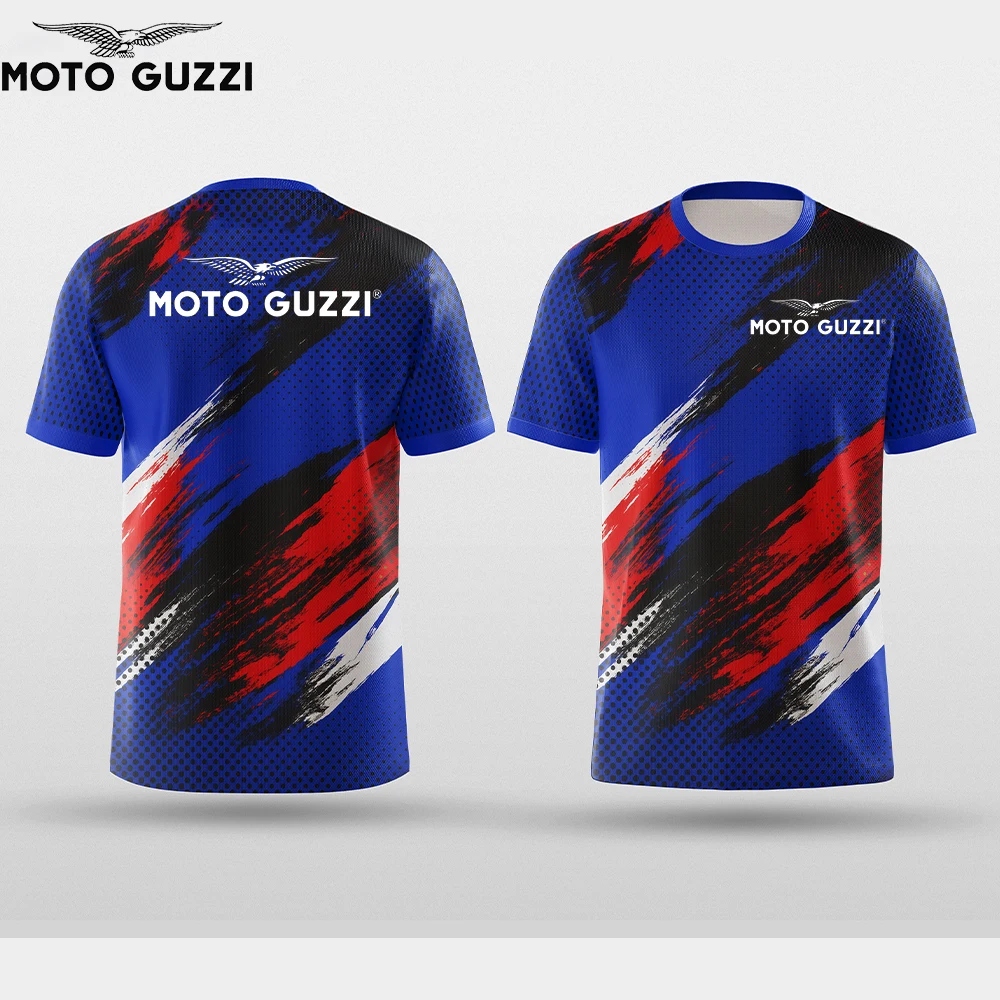 

Moto Guzzi Men Motorcycle Racing Printed T-Shirt Round Neck Short Sleeve Biker Casual Streetwear Top
