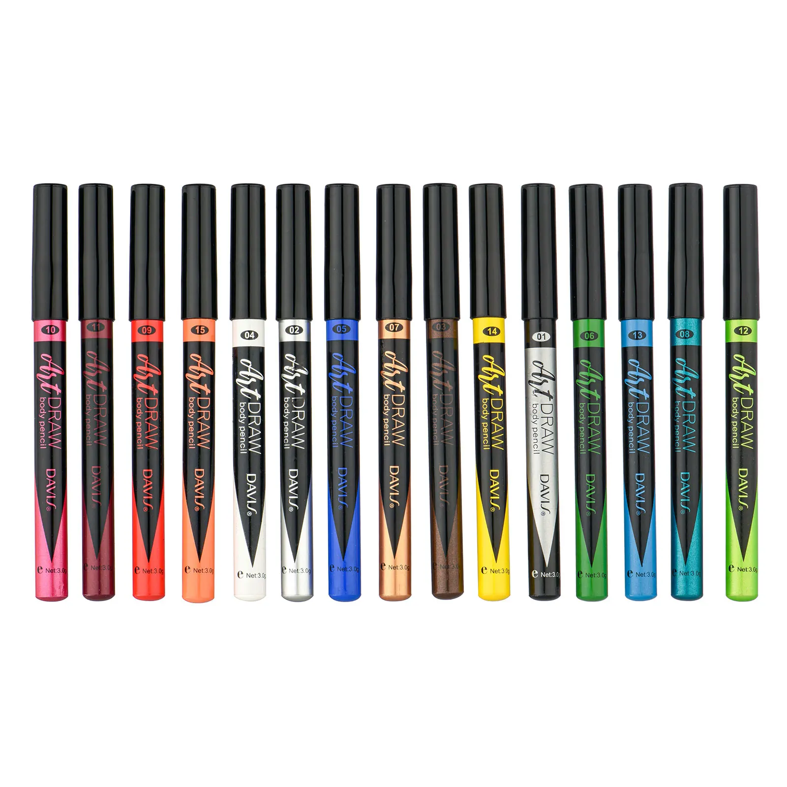 15 Color Eyeliner Lip Liner Pen, Black Blue Multicolor Metallic Pearly Glitter Matte Finish Punk Smokey Style Eye Makeup Pen