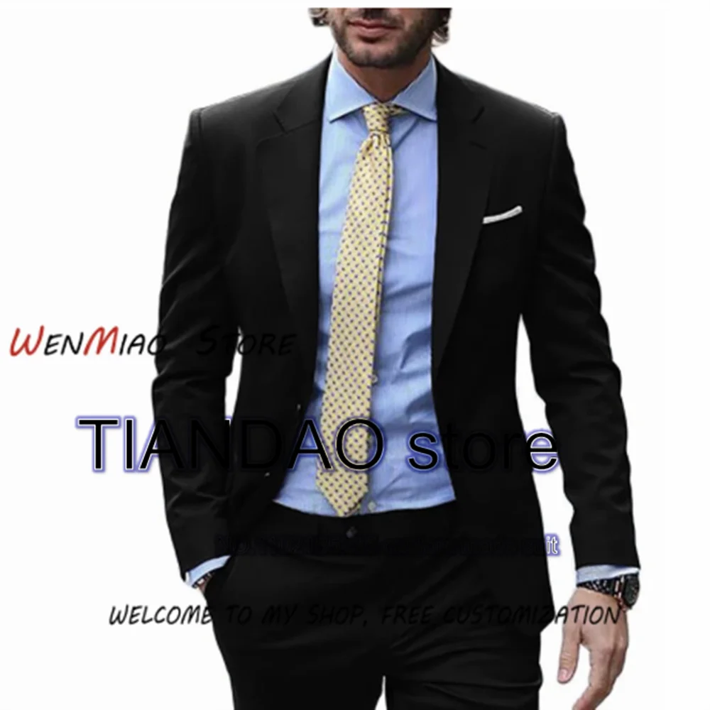 

Business Men's Suit 2 Piece Formal Office Workwear Wedding Tuxedo Point Lapel Blazer Pants Male Jacket Set