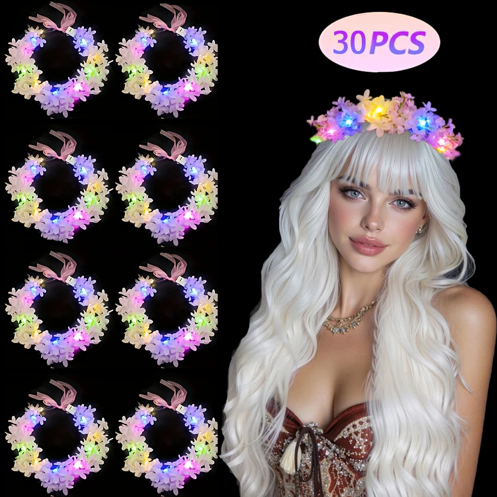 

30 Glowing Holiday Decorative Crowns - Glowing Lavender Wreaths Perfect for Christmas, New Year, Parties, Dance, Weddings