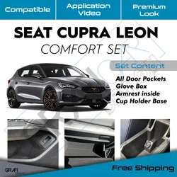 Comfort Set for Cupra Leon MK4 Storage Compartments Anti-Vibration Sound Insulation Coating, Insulation Felt, Self-Adhesive