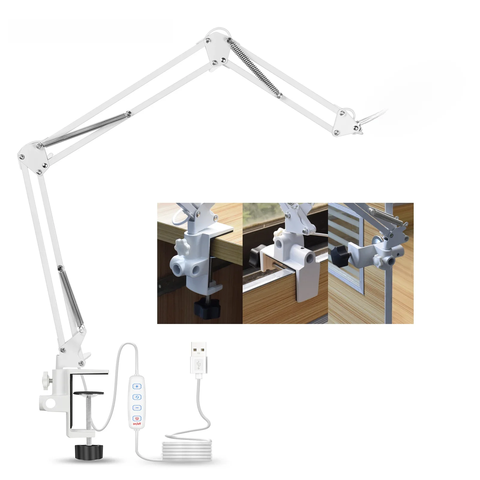 NEWACALOX 5X powiększające szkło spawalnicze LED lampa stołowa na biurko trzyczęściowy składany uchwyt lupa światło naprawa paznokci oświetlenie odczyt — zdjęcie 2