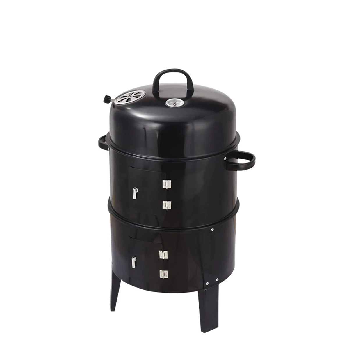 Outdoor Double Layer Charcoal BBQ Grill, Vertical Wood Fired Braising & Smoking Stove, 360° All Round Heating, No Flip Needed, Smokeless Barbecue Oven for Patio Backyard Cooking