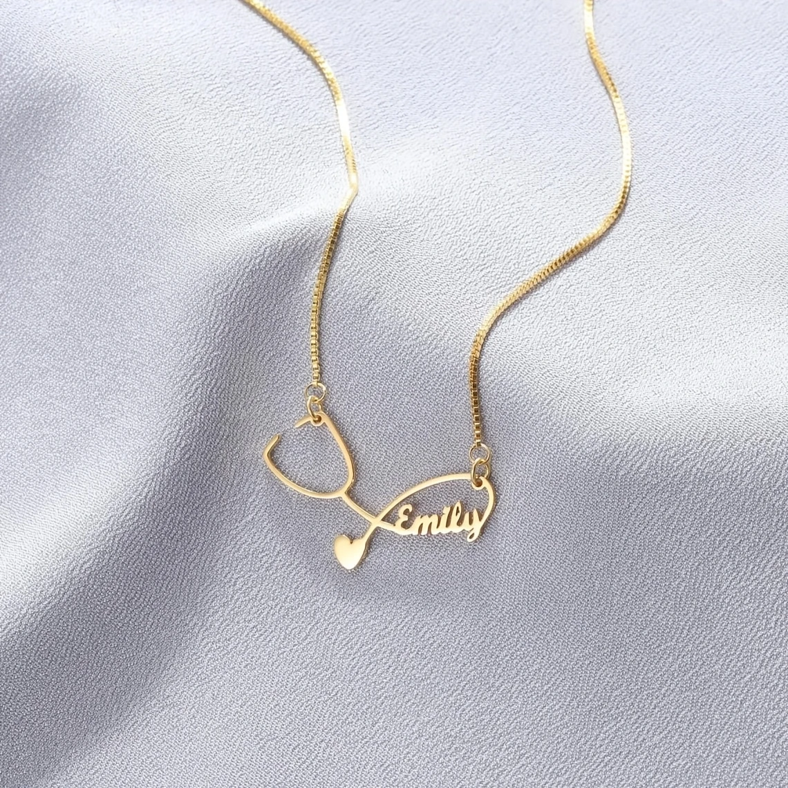 Custom Stethoscope Name Necklace Stainless Steel Engraved Minimalist Jewelry, for Nurses Doctors Nurse's Day Casual Accessory view 6