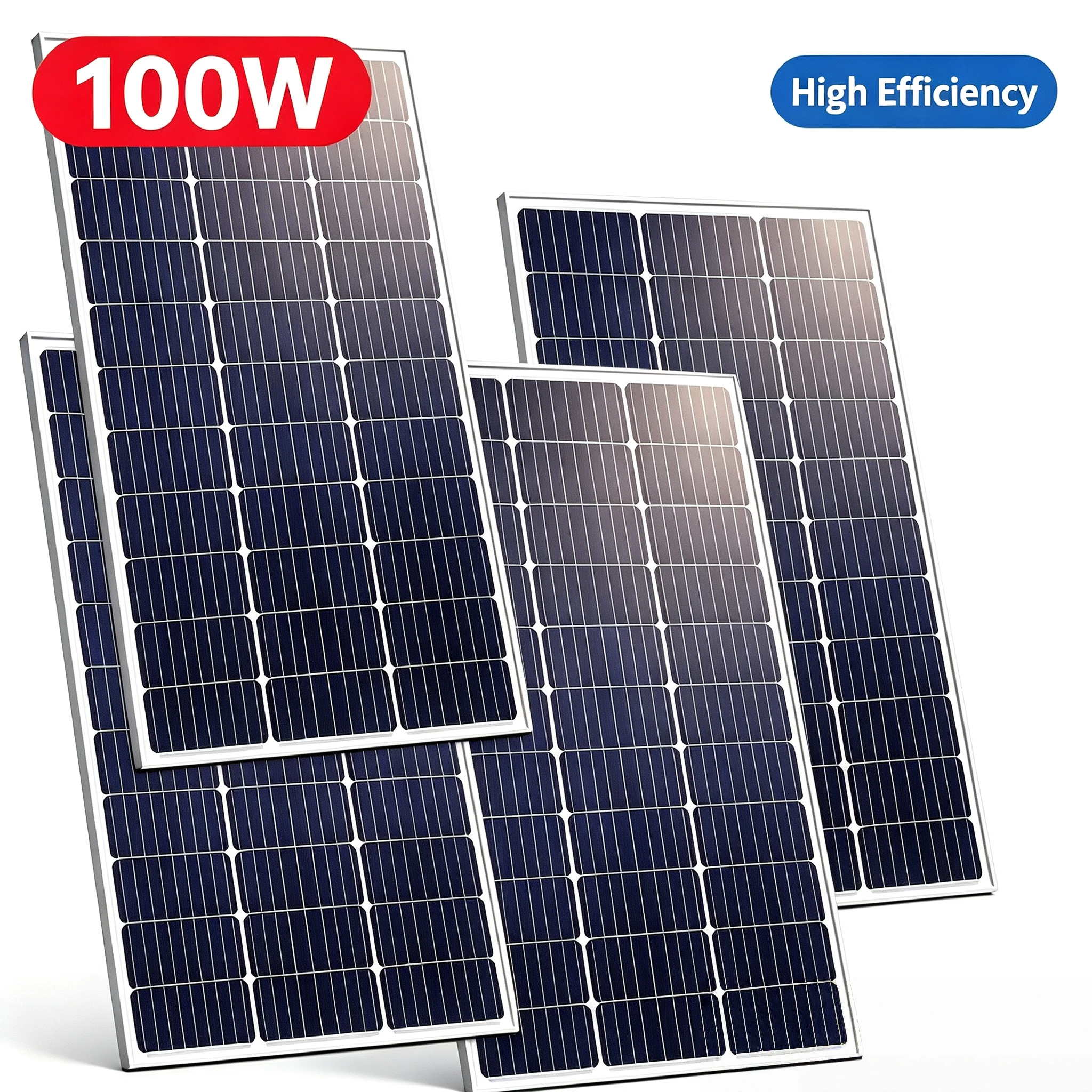 400-W-Solarpanel-Set, 4×100-W-Monokristalline Solarpaneele aus gehärtetem Glas, hocheffiziente PV-Module für Wohnmobile, Camping, Boote und netzunabhängige Heimsysteme.