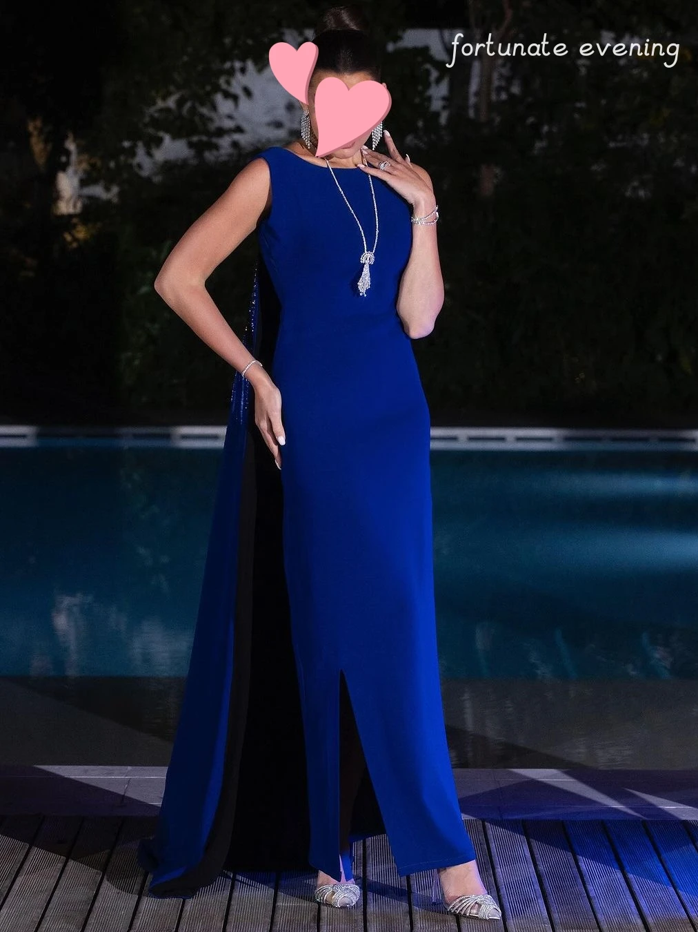 Fortunate Evening Elegant Vintage Sexy Royal Blue Beading Shiny Backless Formal Occasion Prom Dress Evening Party Gowns