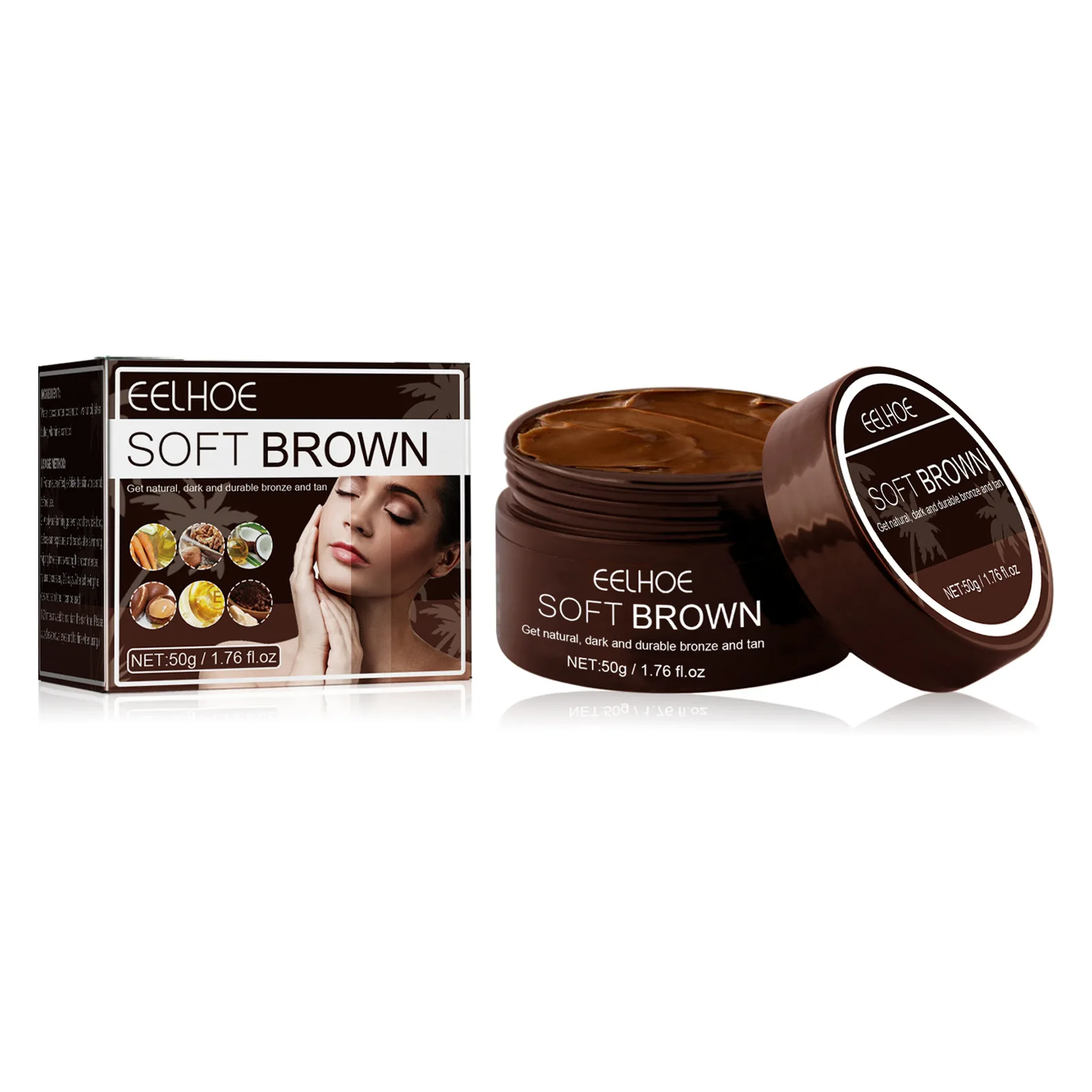 EELHOE crema de bronceado solar, crema hidratante de bronceado de playa de verano, crema de protección de bronceado brillante de Chocolate, crema de Solarium sin sol