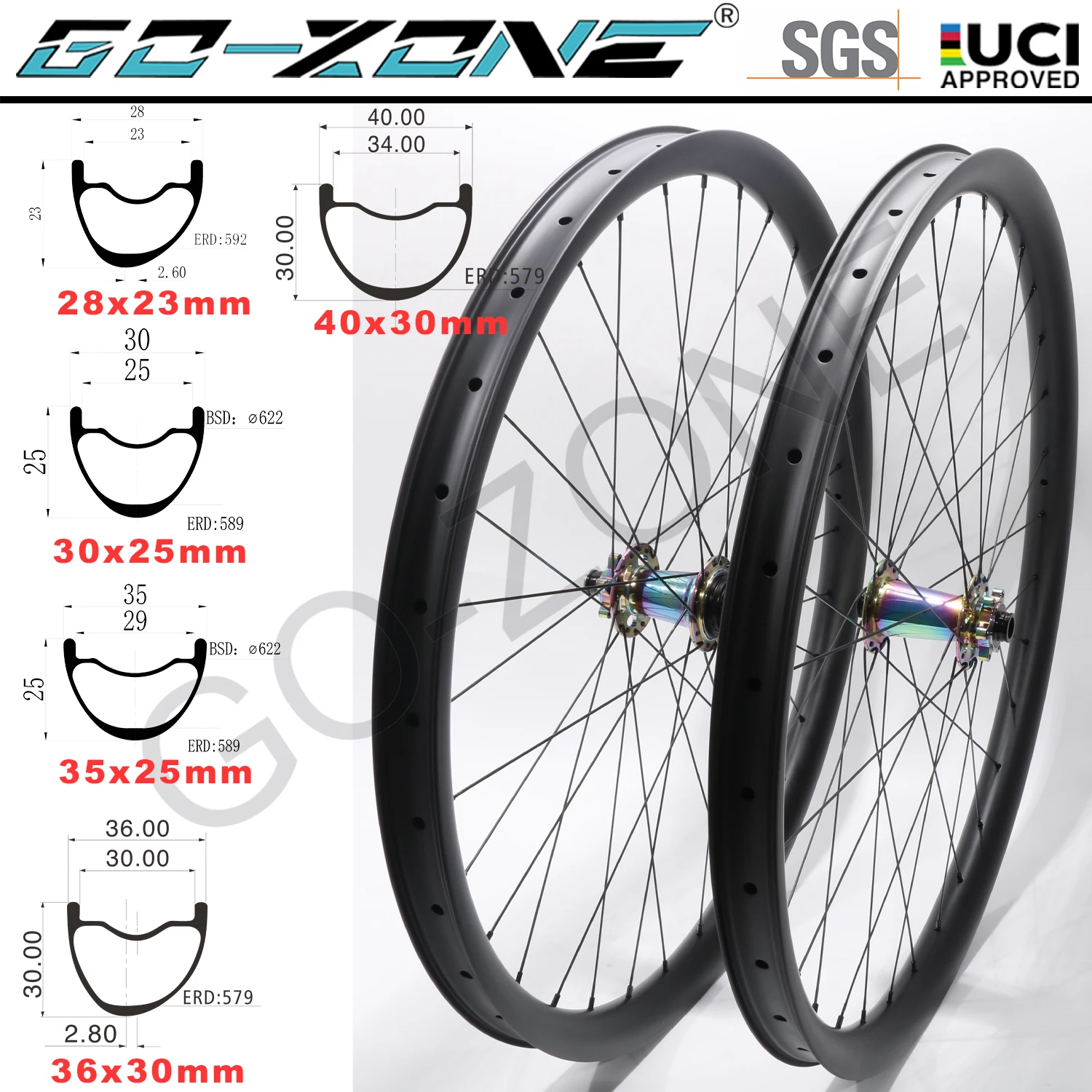 

29er Carbon MTB Wheels UCI Approved Tubeless Thru Axle / Quick Release /Boost 72 rings HG / XD / MS12s Carbon MTB Wheelset 29