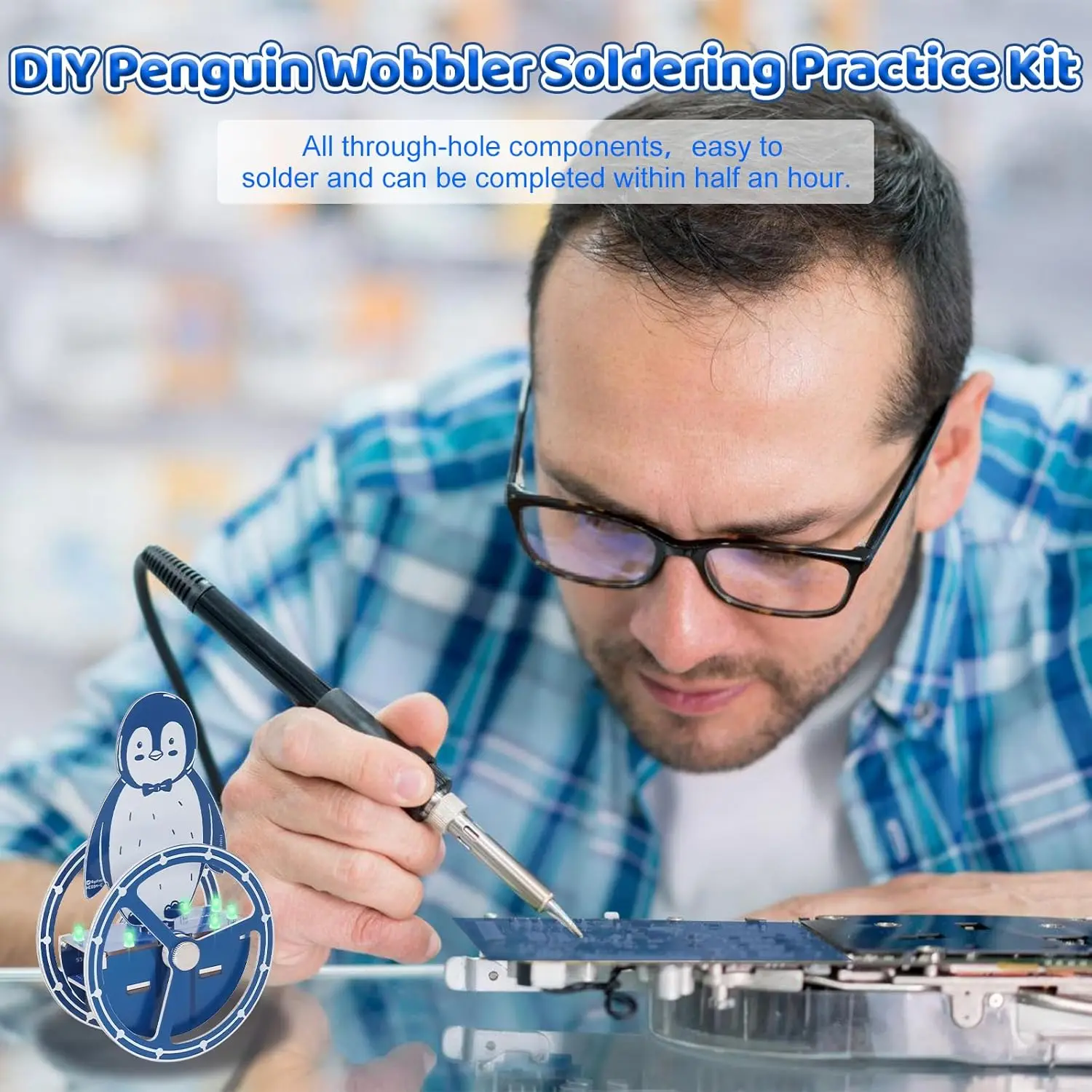 Wobbling Penguin DIY Electronics Kit Motion-Activated Auto Swing with Colorful RGB Lights Fun STEM Soldering Practice Project