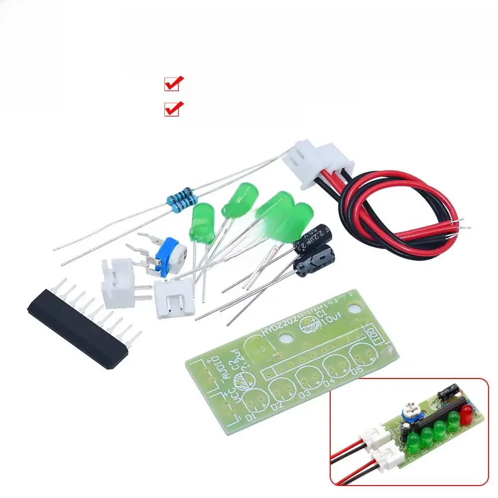KA2284 moduł wskaźnika poziomu dźwięku Suite Trousse części elektroniczne 5mm czerwona zielona dioda LED tablica wskazująca poziom zestawy DIY — zdjęcie 2