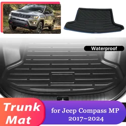Car Trunk Mat for Jeep Compass MP 2017~2024 2018 2019 2020 Luggage Waterproof Cargo Pad Liner Boot Cover Part Carpet Accessories
