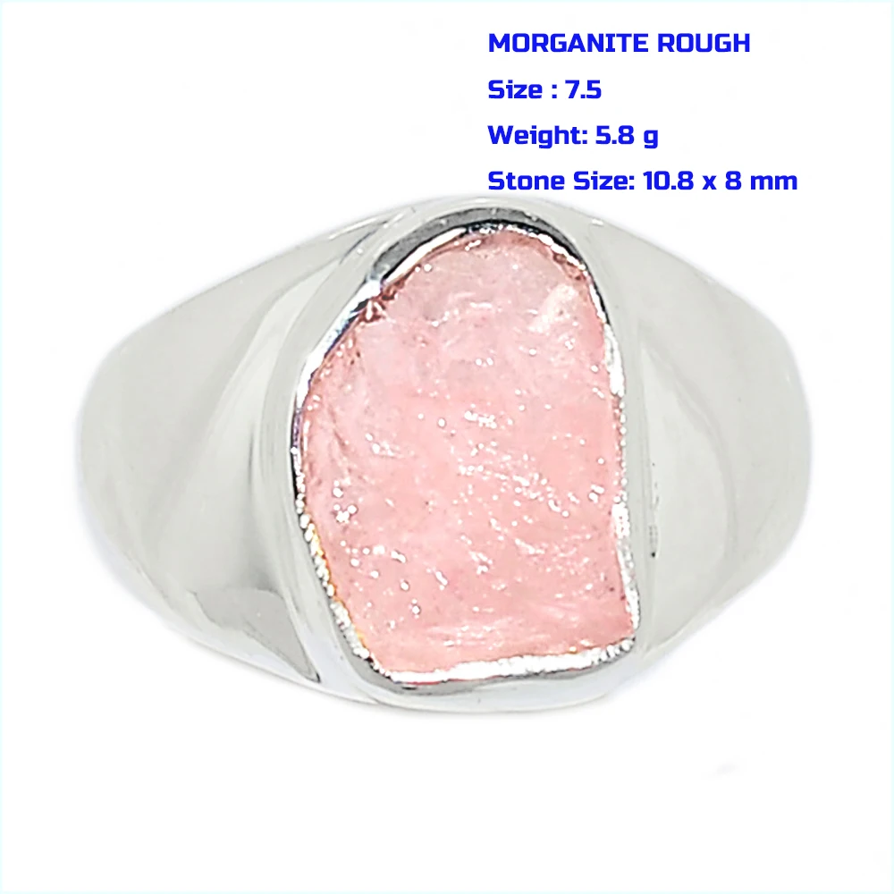 Genuine MORGANITE ROUGH  Ring 925 Sterling Silver Women Jewelry Gift