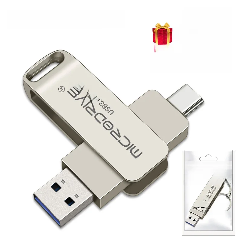 USB Flash Drives para Telefone, Pen Drive, Pen Drive, Presente, Tipo C, USB 3.0, 128GB, 64GB