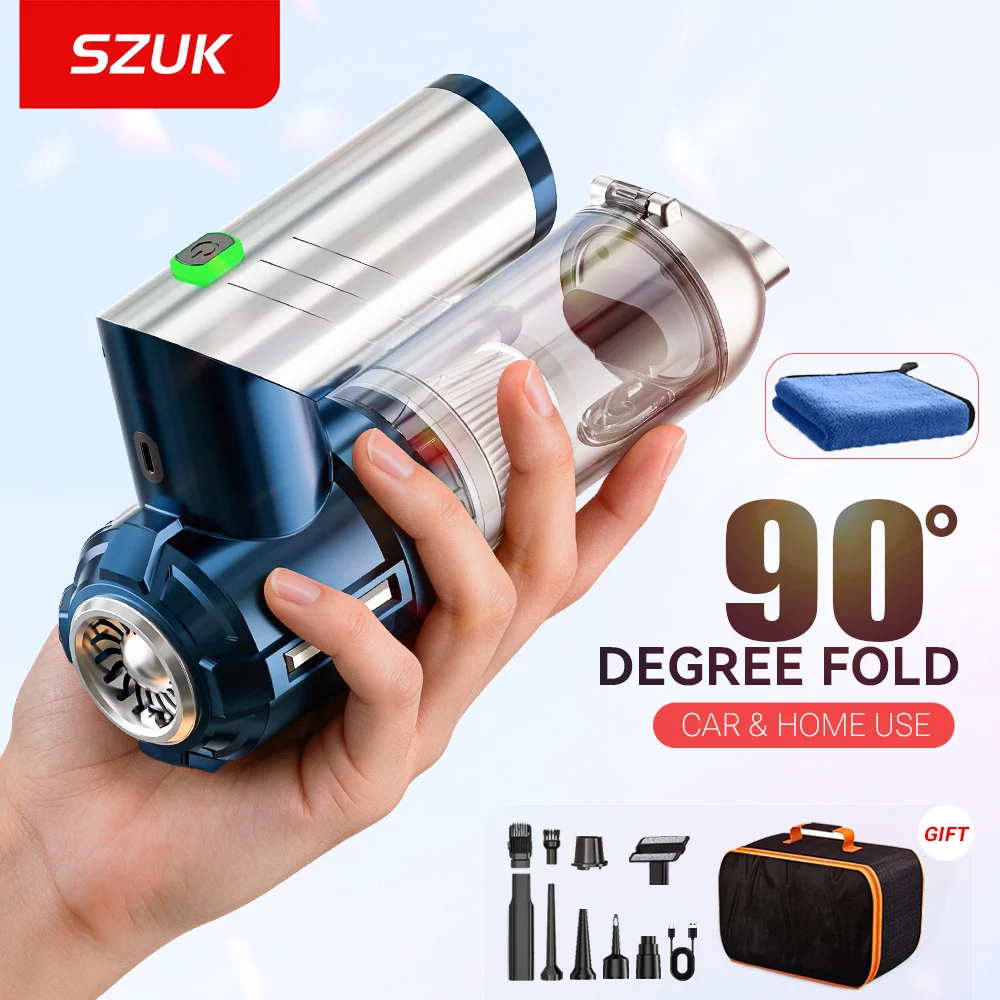 SZUK 18000PA Wireless Car Vacuum Cleaner Foldable Strong Suction Handheld Cleaning Machine Powerful Portable Mini Vacuum Cleaner