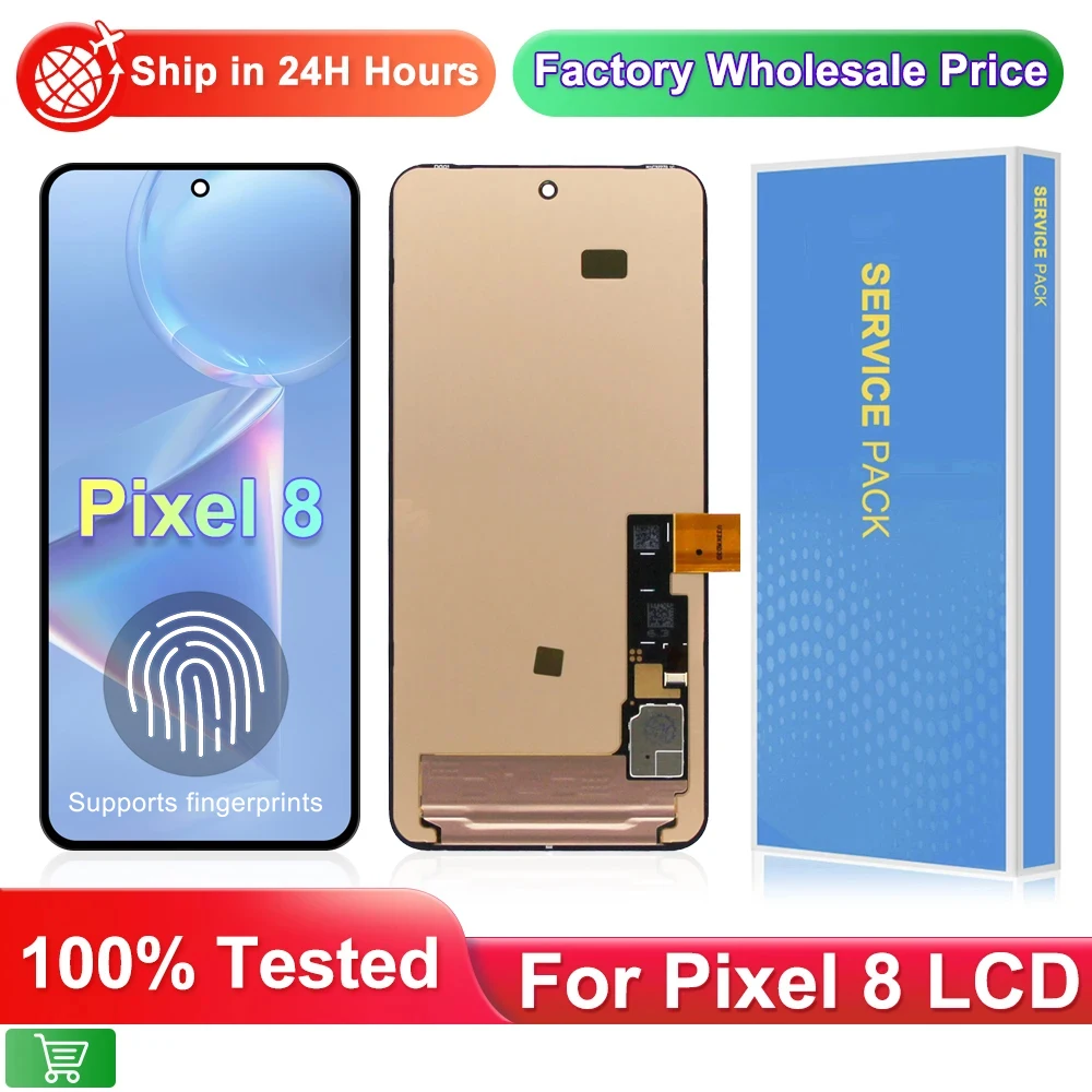 6.2'' Super OLED For Google Pixel 8 Lcd Display Digital Touch Screen Replacement For Google Pixel8 GKWS6, G9BQD 100% Tested