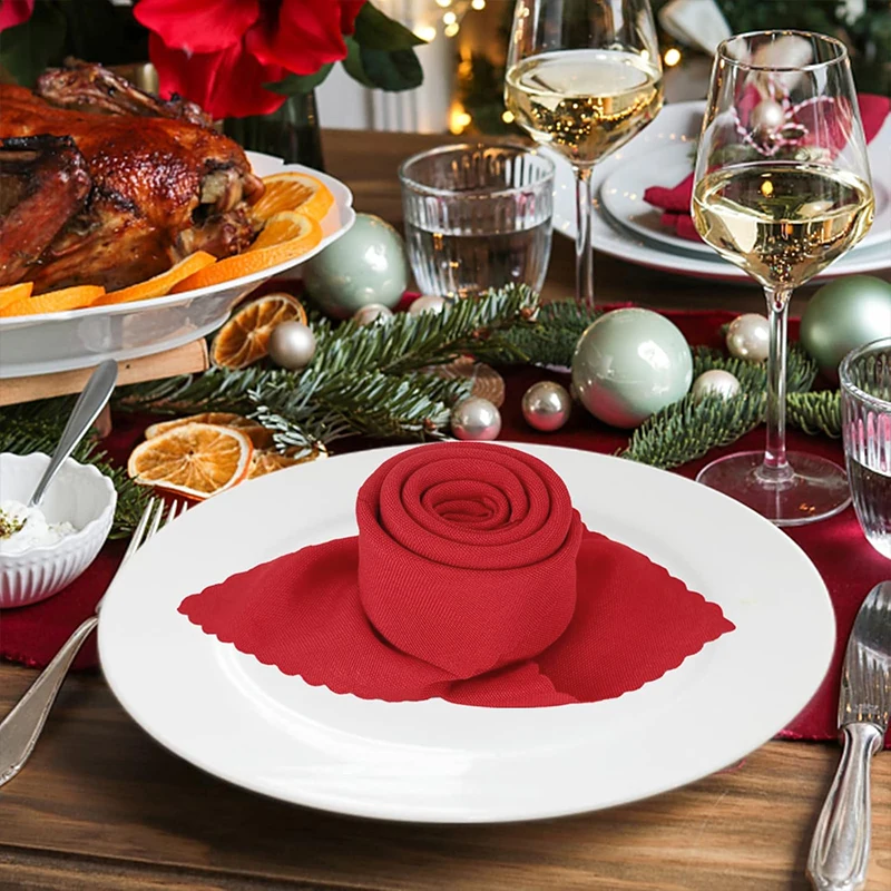 Christmas Solid Color Polyester Embossed Craft Napkin Cloth used for Holiday Party Restaurant Table Decoration 40x40cm