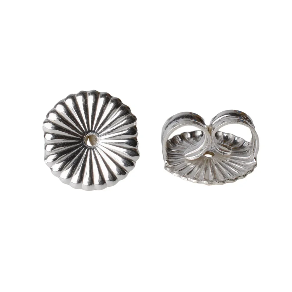 Earnut, 9.3mm (zwykły srebrny) stałe 925 sterling srebrny kolczyk plecami, kolczyk tarcia motyl powrót korek do earstuds — zdjęcie 2