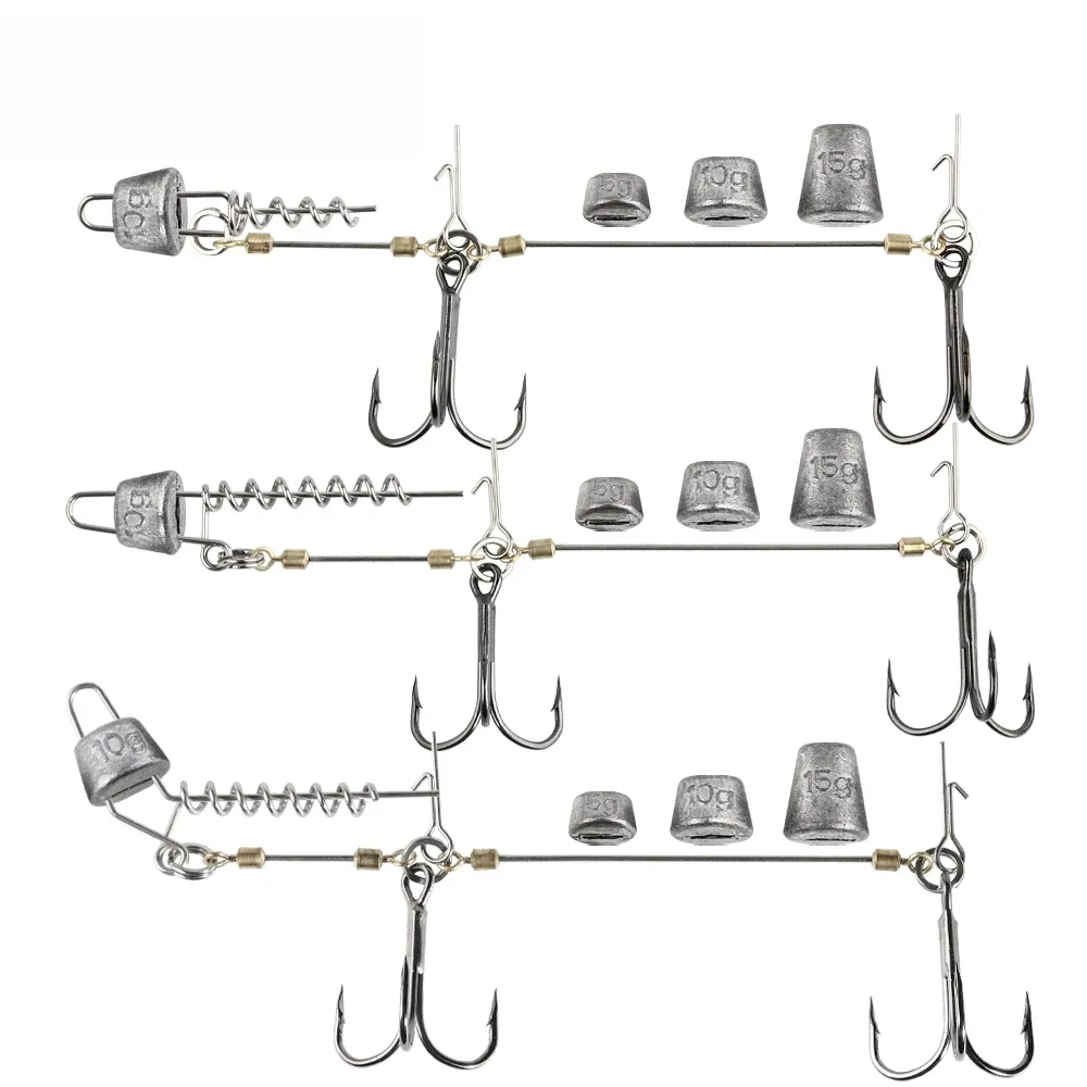 Spinpoler – hameçon de pêche multi-dépentes, plates-formes de brochet # 6 # 1/0 # 2/0 avec poids de plomb 5g 7g 10g 15g 20g Kit de système pour Swimbait