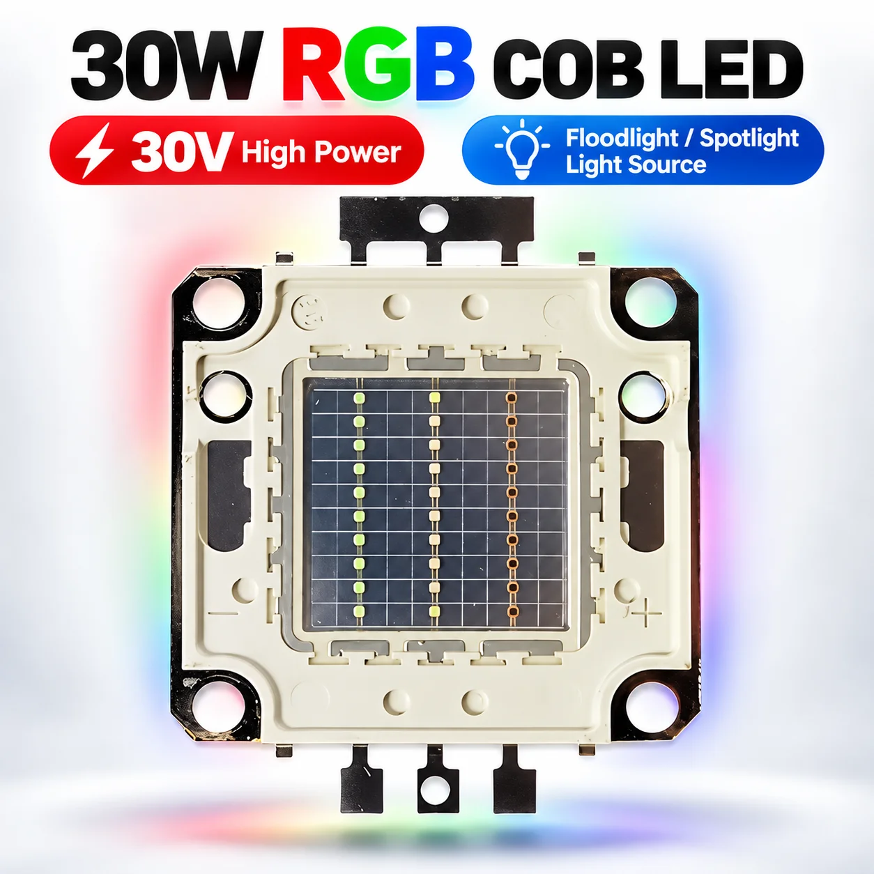 30W RGB COB LED Module 30V High Power Integrated Light Source Lamp Bead for Floodlight Spotlight DIY Lighting