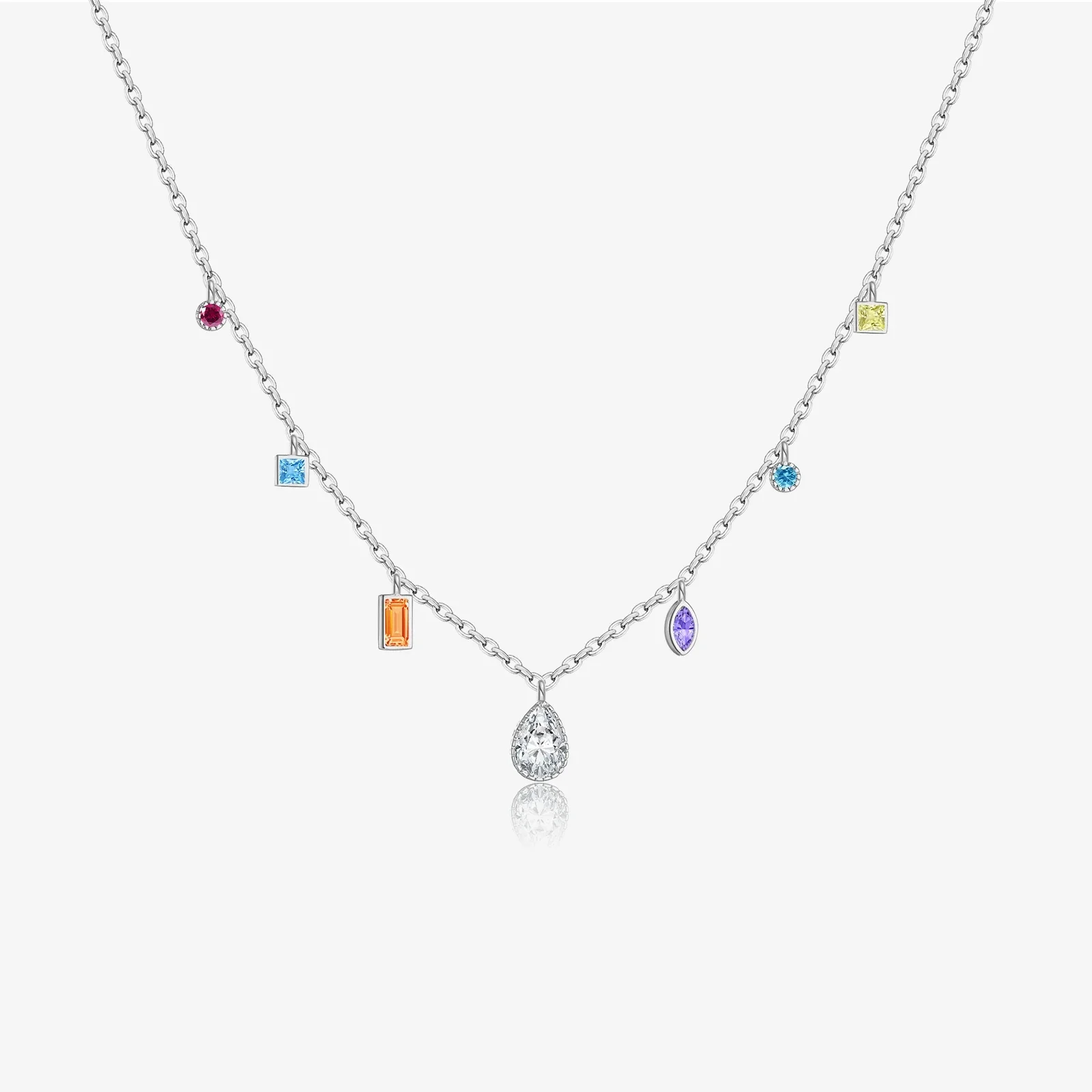 VEWANT 925 Sterling Silver kolorowy cyrkon urok długi łańcuszek Choker naszyjnik luksusowa biżuteria na prezent modne drobne klejnoty — zdjęcie 2