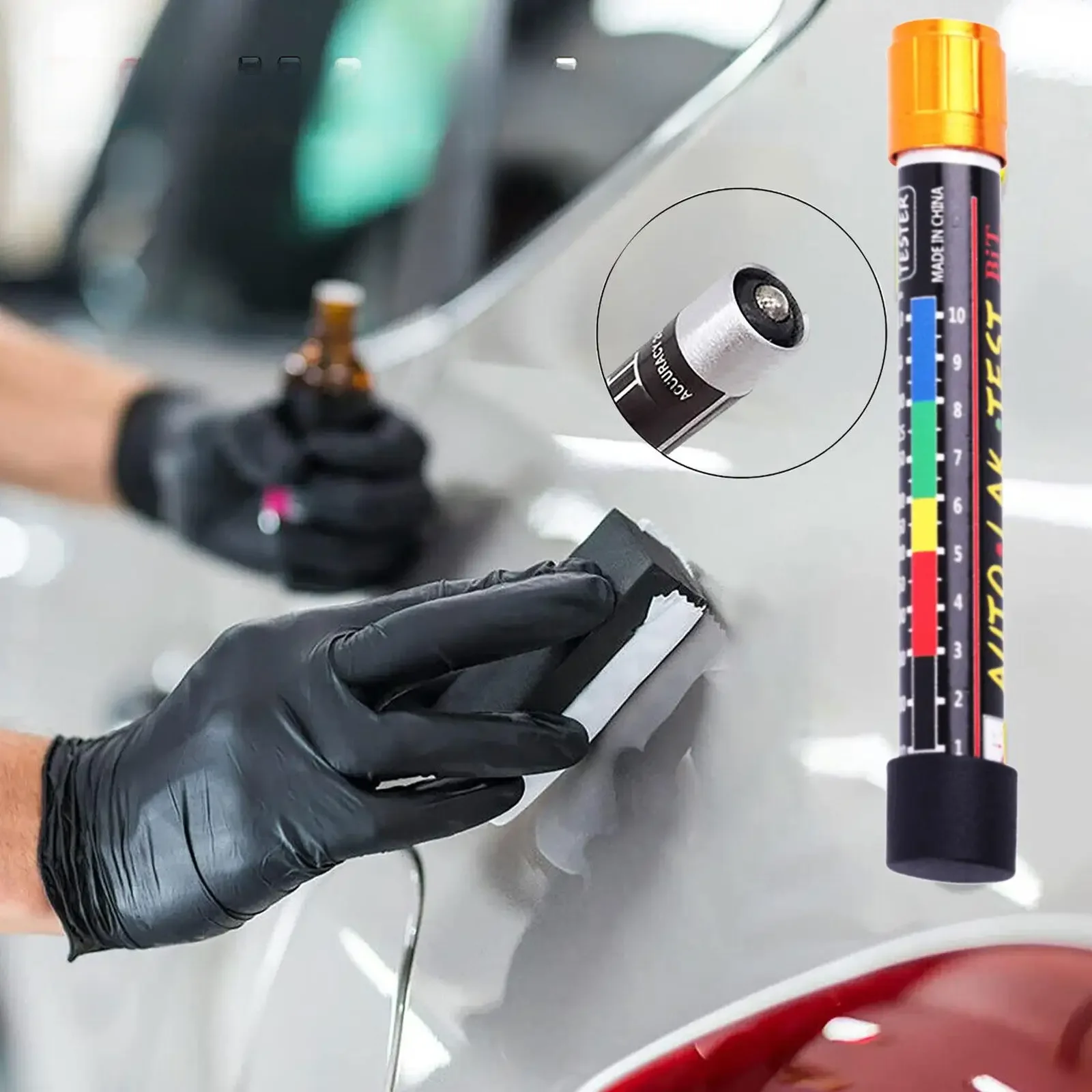 Portátil Car Paint Espessura Tester Pen com Escala, Tester Revestimento, Medidor para o corpo do
