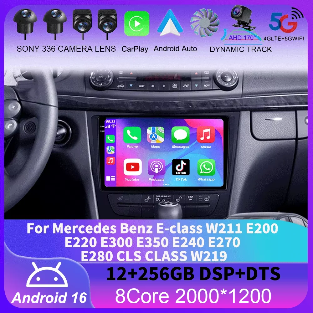 

Android 16 BT Car Radio For Mercedes Benz E-class W211 E200 E220 E300 E350 E240 E270 E280 CLS CLASS W219 GPS Multimedia Player