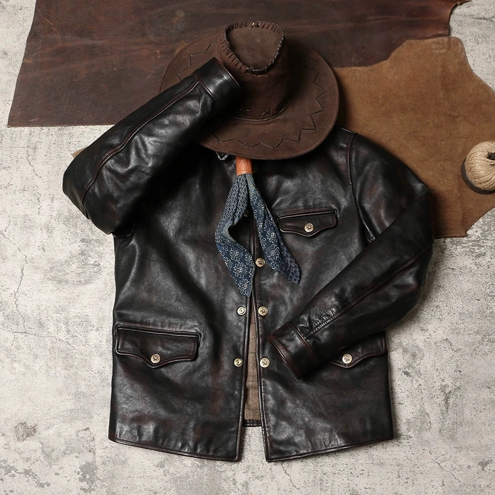 

DSH899 Asian Size Super Top Quality Heavy Genuine Japan Teacore Horse Leather Slim Classic Horsehide Stylish Rider Jacket