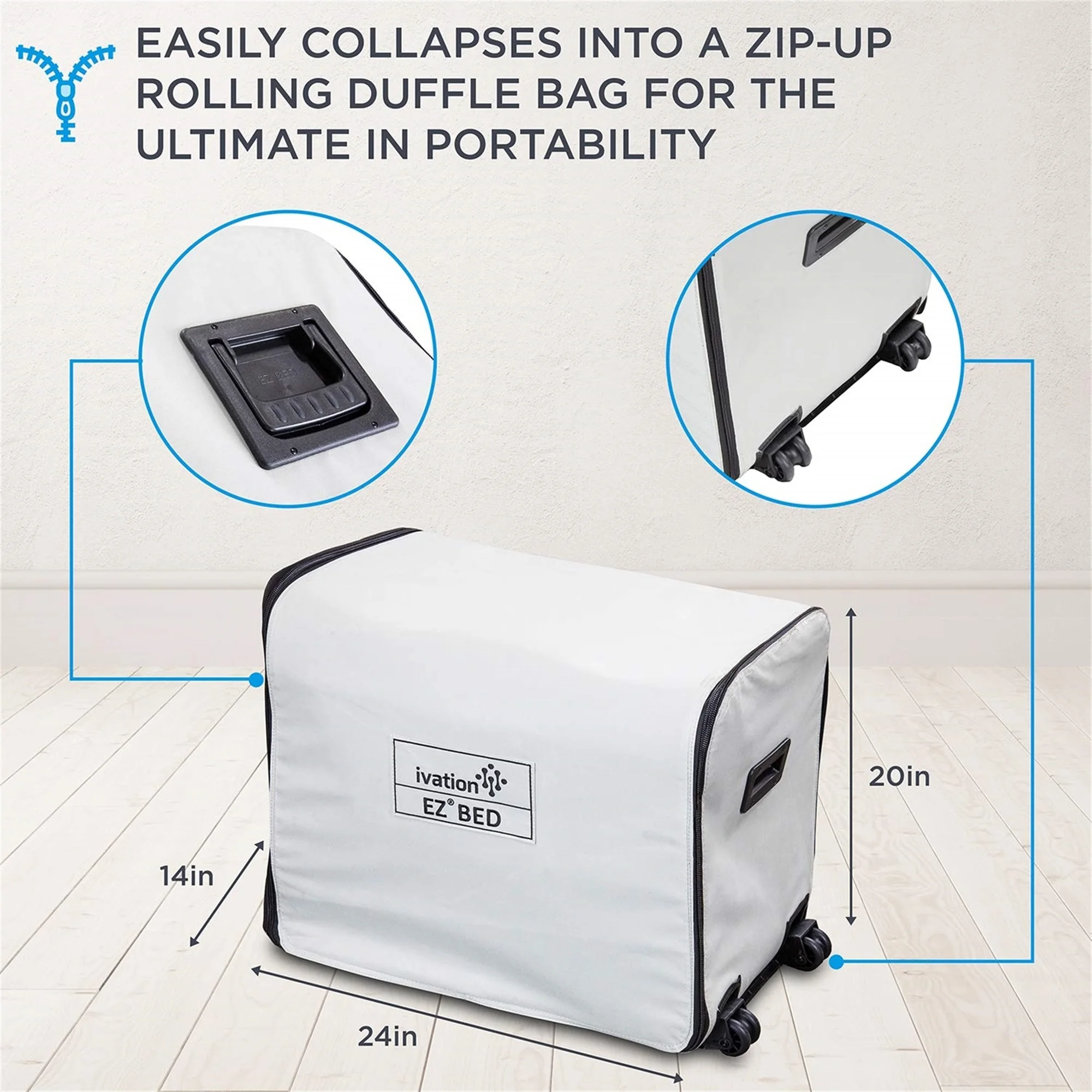 Ivation EZ-Bed Self Inflating Air Mattress, Air Mattress with Built In Pump & Case