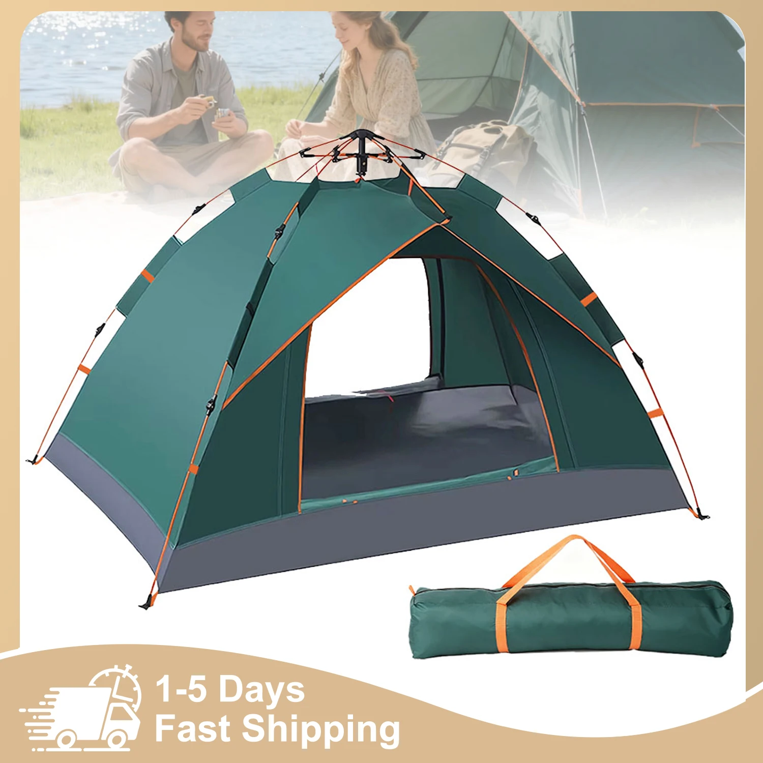 Tente pop-up 2 personnes, imperméable, automatique, hydraulique, 200x150x110cm, avec sac de transport, pour randonnée et festivals en plein air