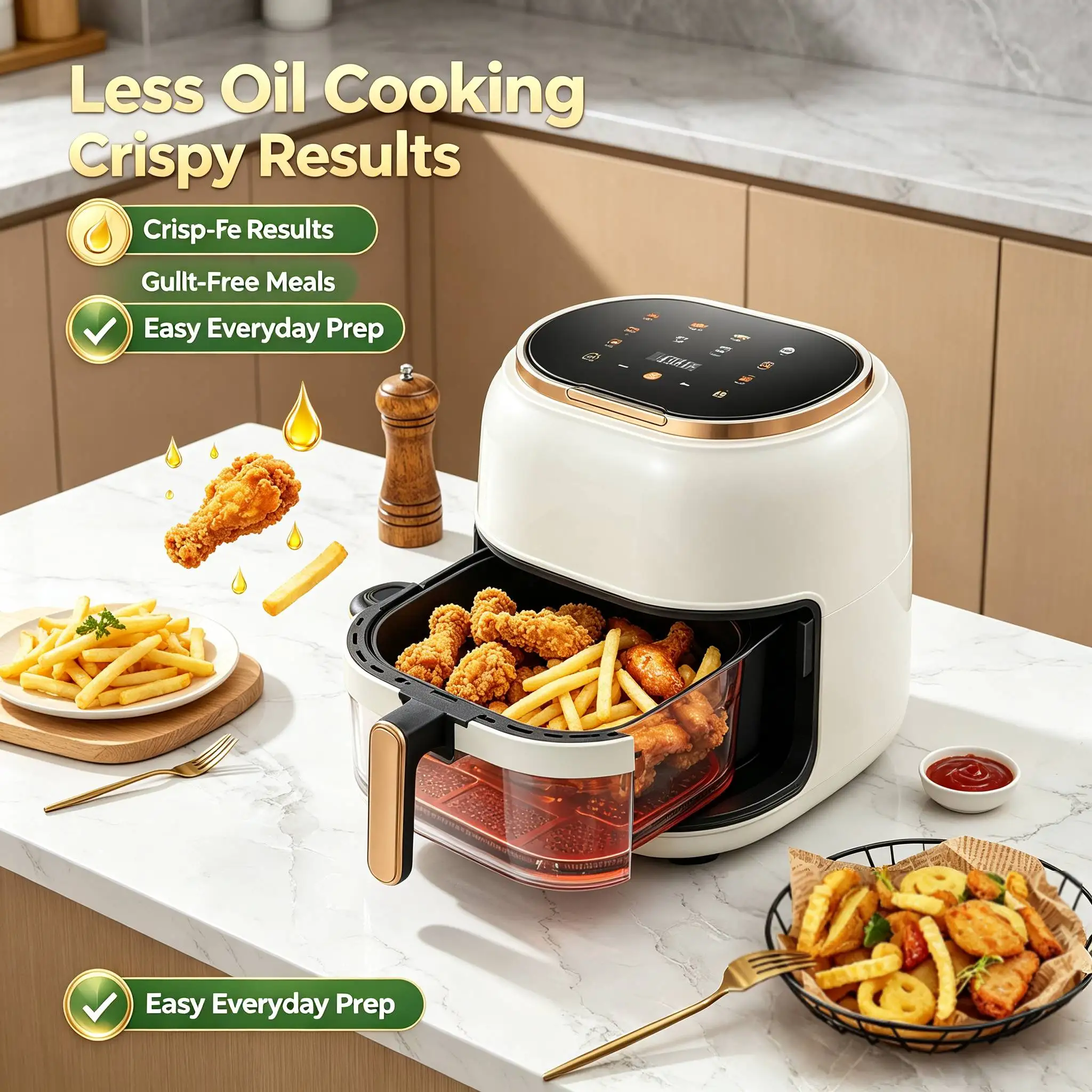 Large Glass Air Fryer Oil Free