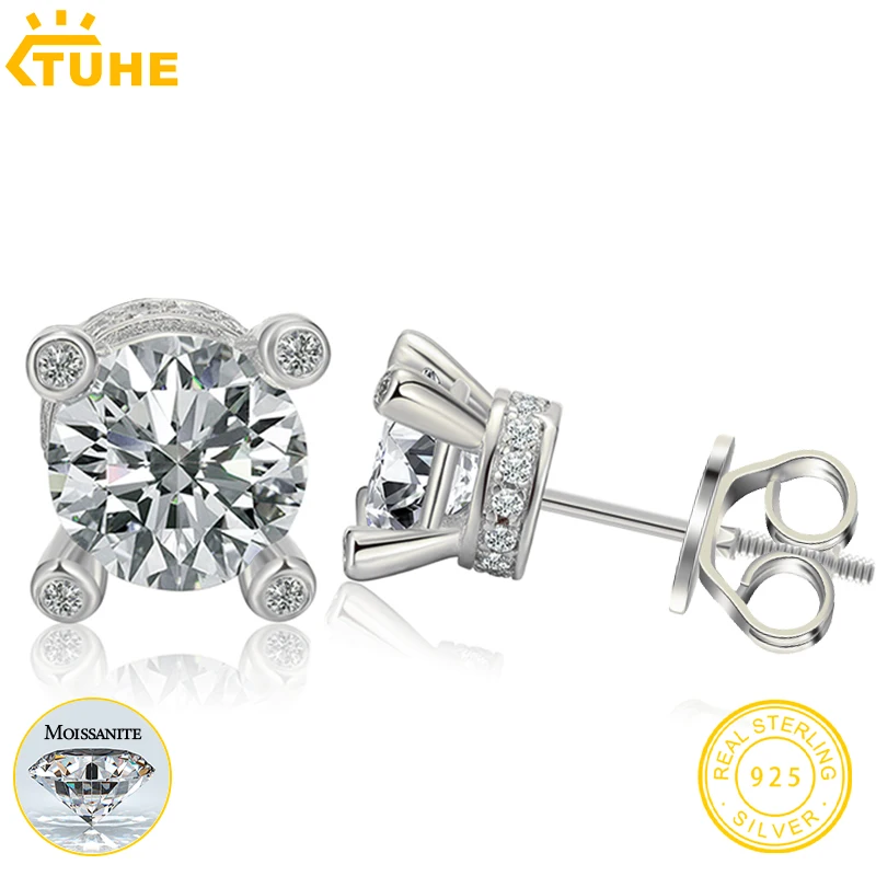 Fashion Hip Hop Moissanite Earrings For Women Jewelry 100% 925 Sterling Silver Stud Earrings Jewelry Gifts With GRA Certificate