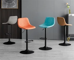 Silla giratoria de Bar alta ajustable, TABURETE asiento nórdico moderno, elevador de escritorio frontal con taburete alto, respaldo de moda, silla de Bar con patas de Metal de estilo nordic,sillas de comedor pata negro
