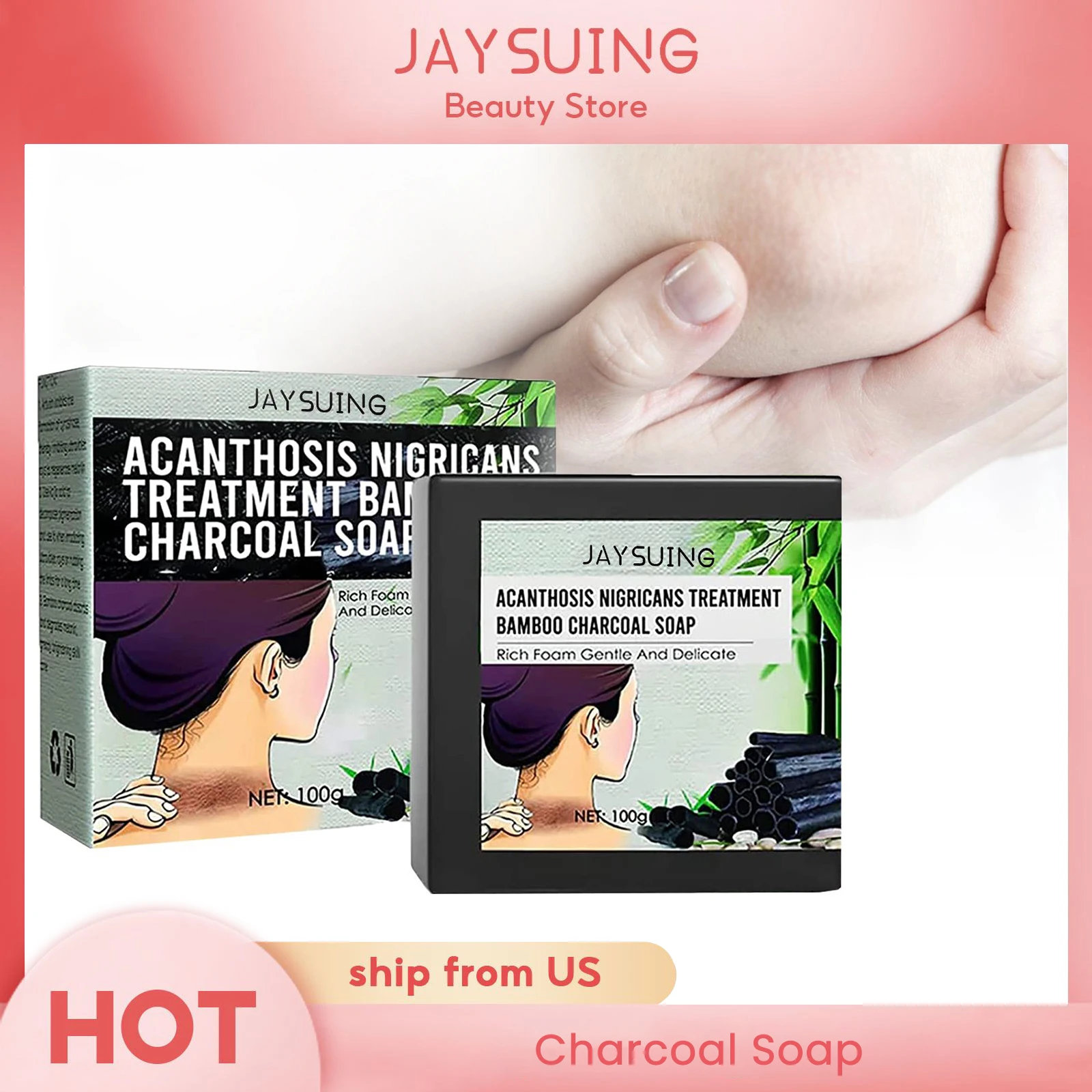 Jaysuing Knee Elbow Underarm Body Clean Soap Bar Moisturize Whiten Acanthosis Nigricans Treatment Bamboo Charcoal Handmade Soap