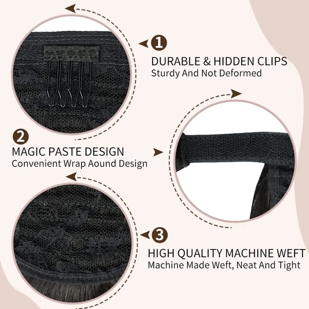 ذيل حصان العظام مستقيم 100% الشعر البشري التفاف حول ذيل حصان للنساء عذراء الشعر نسج وصلات شعر برازيلي اللون الطبيعي