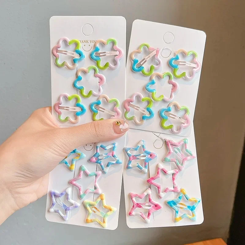 10 sztuk/zestaw dziewczynek kolorowe geometryczne ozdoby w kształcie gwiazdy spinki do włosów dla dzieci klasyczne śliczne Barrettes spinki do włosów dziecięce akcesoria do włosów — zdjęcie 2